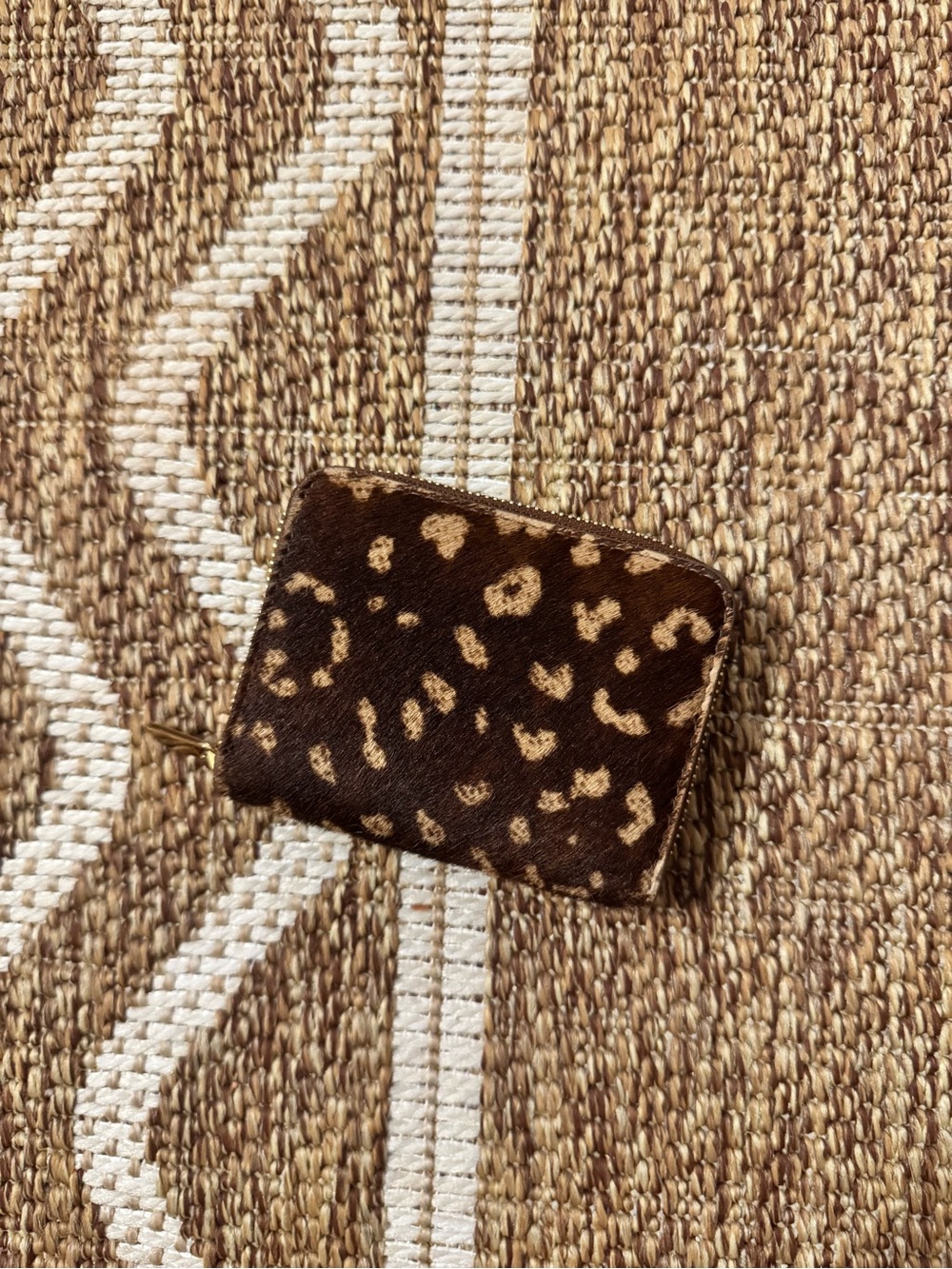 Mansur Gavriel Leopard Calf Hair Zip Wallet